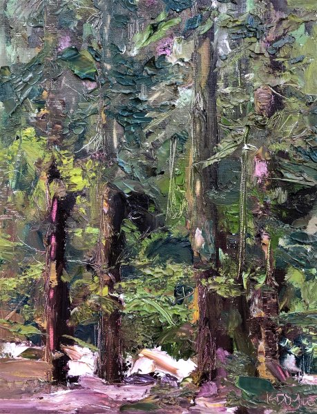 Into the Woods 12x9 oil on panel by Karen Doyle